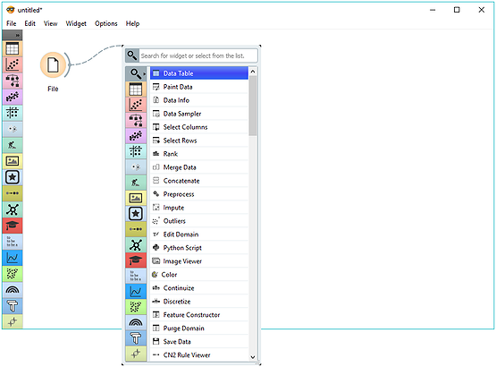 Orange can suggest which widget to add to the workflow.